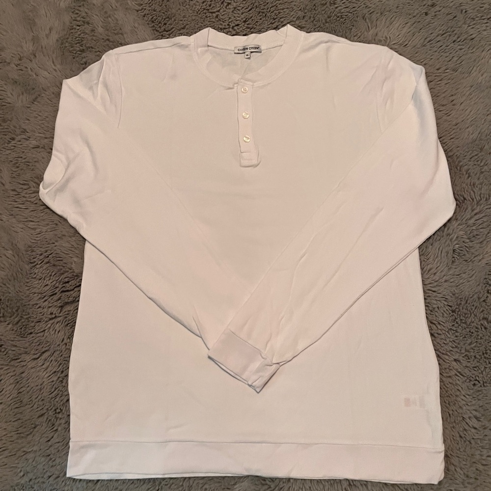 Cotton Citizen Long Sleeve White Henley NWOT Size XL